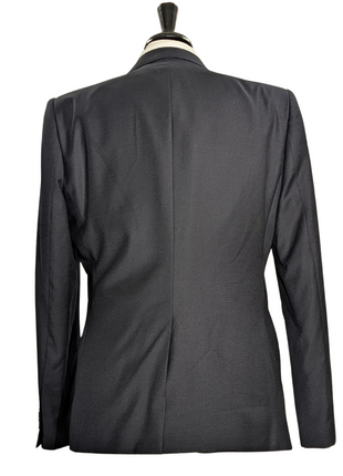 Armani Collezioni Solid Navy Blue Classic Fit Peak Lapel 1 Button Wool Suit 44R