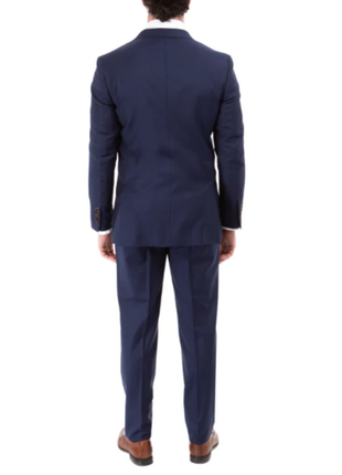 Mazara Solid Navy Slim Fit Notch Lapel Half-Canvassed 2-Button Reda Wool Suit
