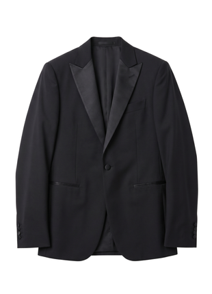Armani Collezioni M Line Solid Black Classic Fit Peak Lapel 1-Button Wool Tuxedo 36R