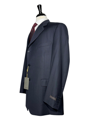 Canali Solid Midnight Navy Modern Fit Notch Lapel Wool 3-Button Suit 48L