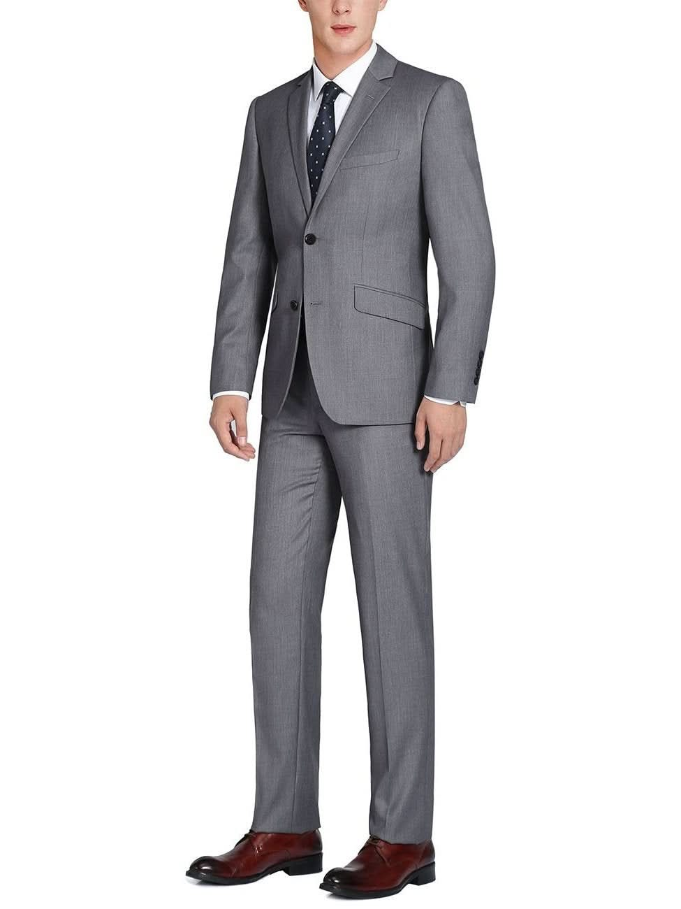 Men's 2-Piece Notch Lapel 100% Wool Suit