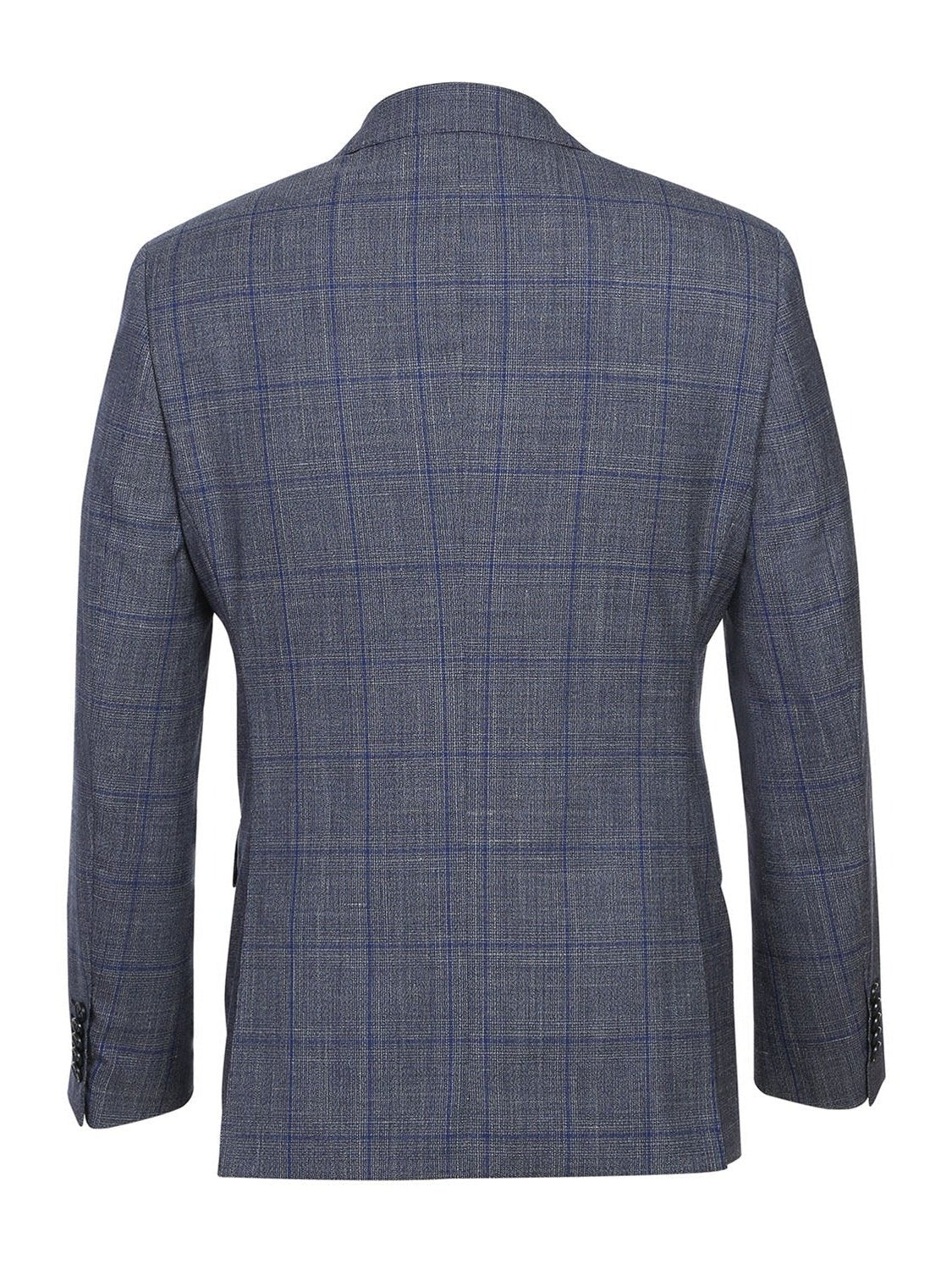 Gray with Blue Windowpane Wool Suit