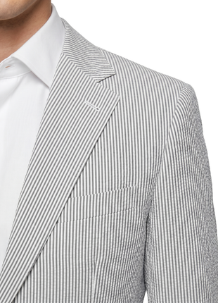 Blujacket Mens Grey Subalpino Cotton Regular Fit Seersucker Suit - The Suit Depot