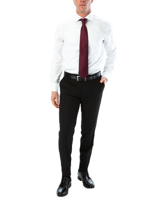 Sartoria Mazara Mens Slim Fit Black 100% Wool 2 Piece Suit