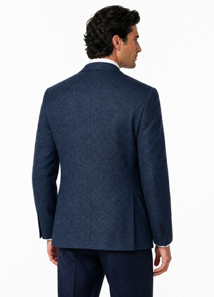 Canali Midnight Blue Flannel Herringbone Modern Fit Wool 3-Button Sport Coat 50R