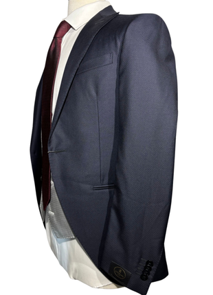 Corneliani Mens Blue Mixed Pattern Fully-Canvassed Peak Lapel Classic Fit 3-Piece Wool Suit - 36R