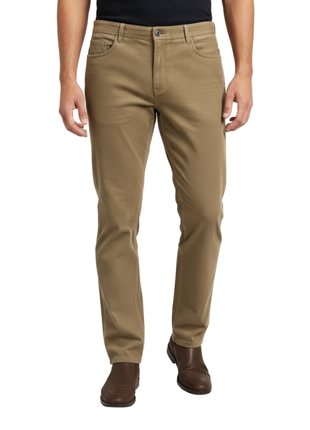 Label E Brown Regular Fit Cotton Stretch Five-Pocket Corduroy Pants