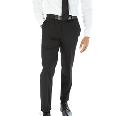 Raphael Mens Solid Black Slim Fit Flat Front Prehemmed Stretch Dress Pants - The Suit Depot