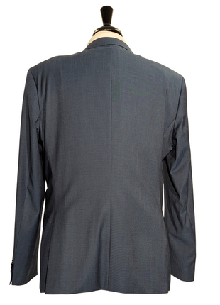 Hugo Boss Super 120s Blue Textured Notch Lapels Wool 2-Button Suit - 44R