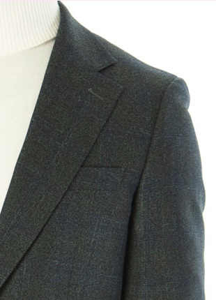 Sartoria Mazara Mens Classic Fit Green With Blue Check 2 Button Stretch Blazer Sportcoat