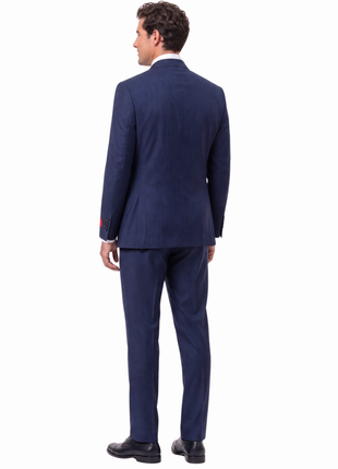 Mazara Mens Dark Navy Pinstriped Classic Fit Double Breasted Wool Suit