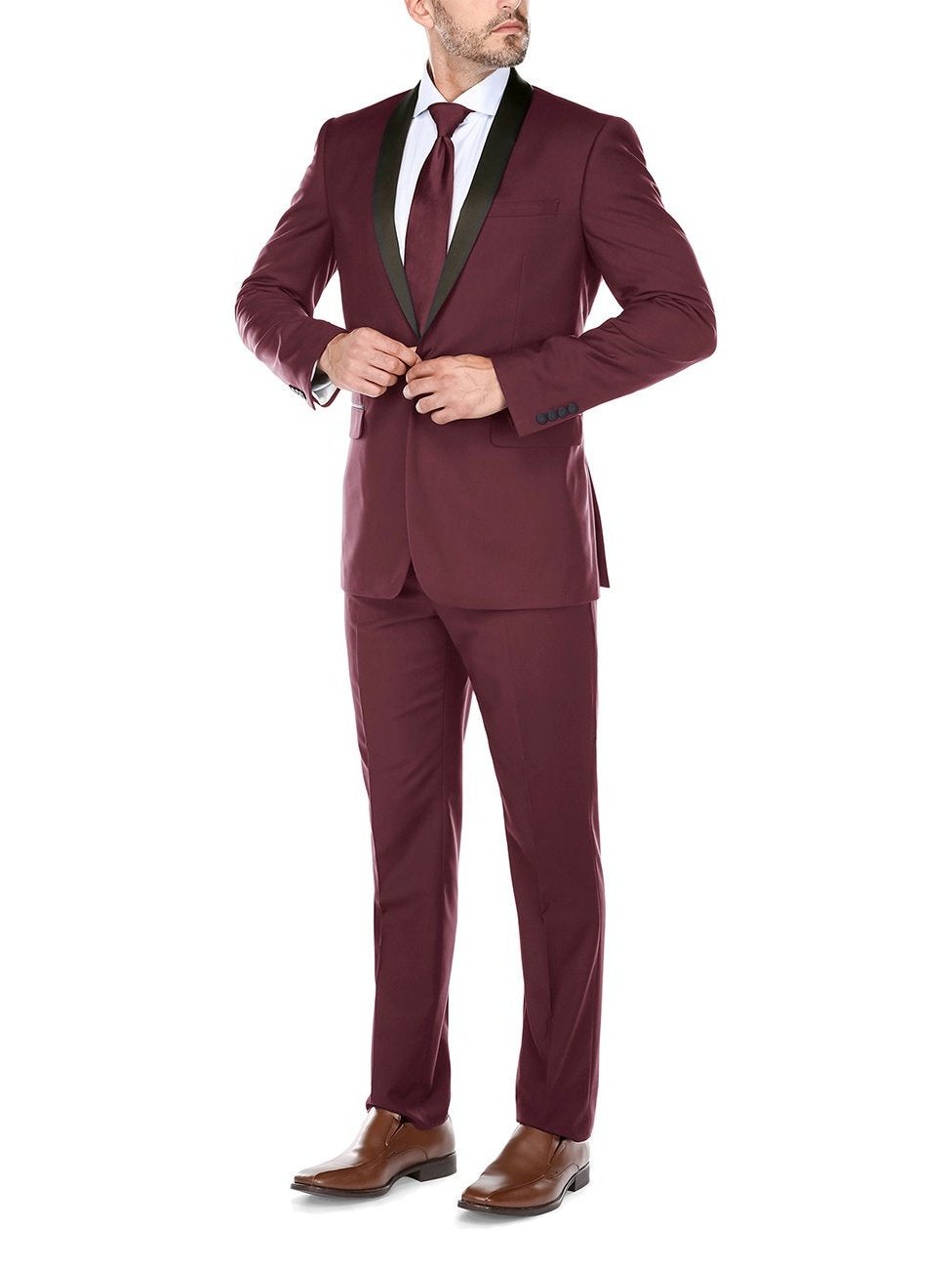 Men's Slim Fit 2-Piece Shawl Lapel Tuxedo Suit