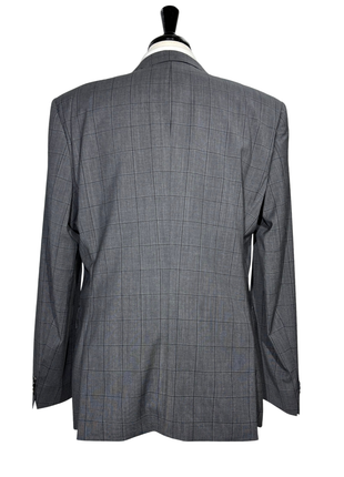 Hugo Boss Mens Gray Windowpane Notch Lapel Wool 2-Button Suit - 44R