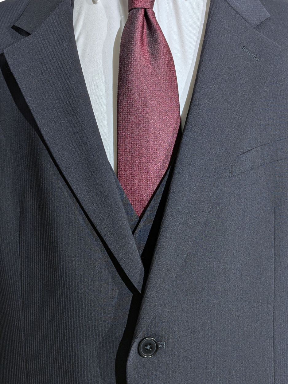 Armani Collezioni Navy Tonal Pinstriped Notch Lapel 3-Piece wool Armani Collezioni Navy Tonal Pinstriped Notch Lapel 3-Piece wool