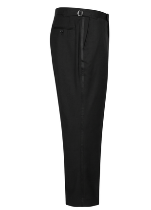 Tovaglia Solid Black Classic Fit Peak Lapel 1-Button Wool Cashmere Tuxedo Suit