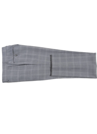 English Laundry Light Gray Plaid Slim Fit Notch Lapel Wool Blend Stretch 2 Button Suit
