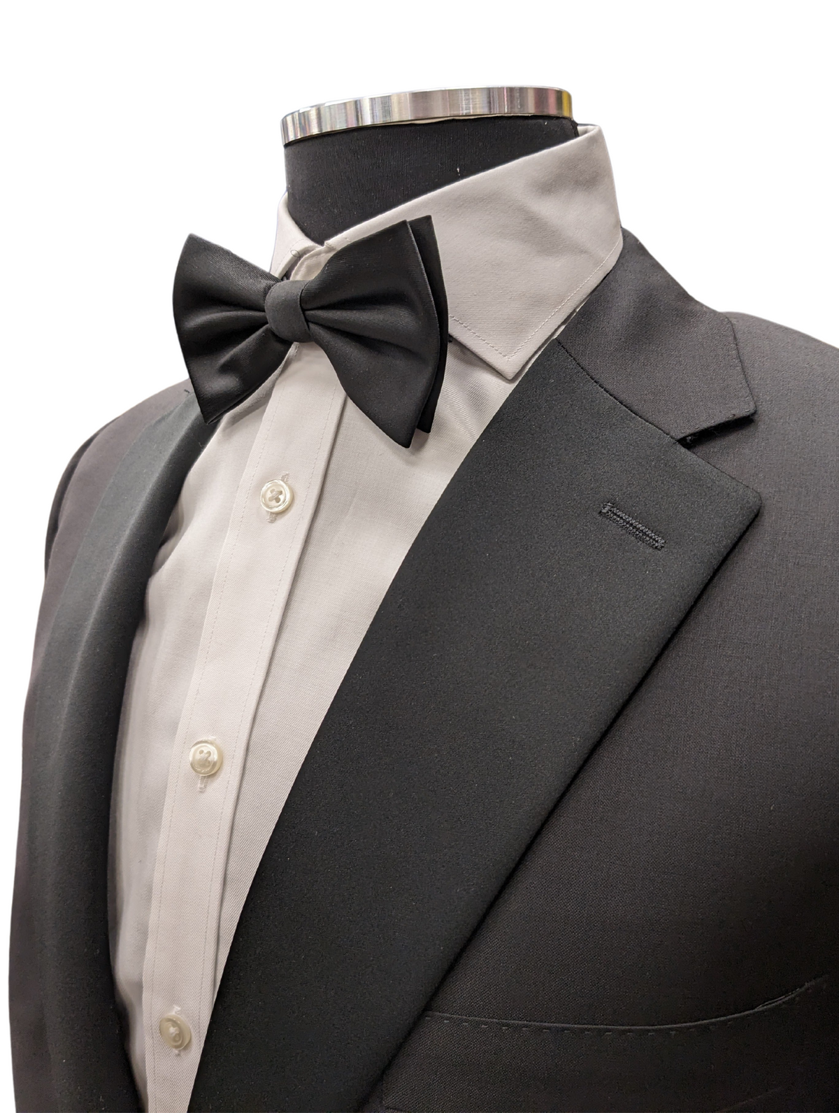 Canali 1934 Mens Solid Black 44R Drop 7 Wool 2 Piece Tuxedo Suit With Satin Lapels