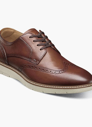 Florsheim Vibe Men's Cognac Leather Lace Up Wingtip Oxford Dress Shoes
