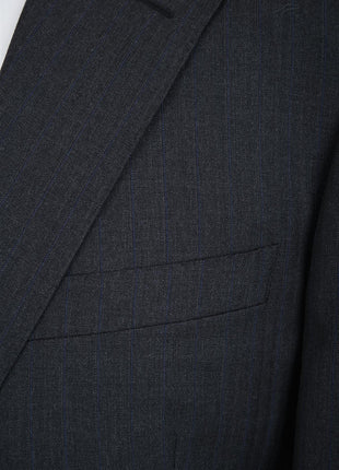 Canali Mens Charcoal Gray Striped 44L Drop 7 Modern Fit 100% Wool 2 Piece Suit - The Suit Depot