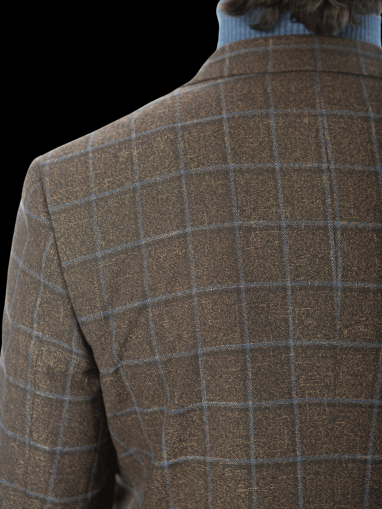 Sartoria Mazara Mens Slim Fit Brown With Blue Check Two Button Stretch Blazer Sportcoat