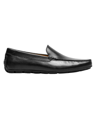 Florsheim Moc Toe Venetian Solid Black Loafer Leather Shoe - The Suit Depot