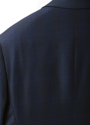 Sartoria Mazara Mens Classic Fit Blue Plaid 100% Wool 2 Piece Suit