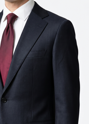 Sartoria Mazara Mens Black Tonal Stripe Slim Fit Wool 2-Button Suit