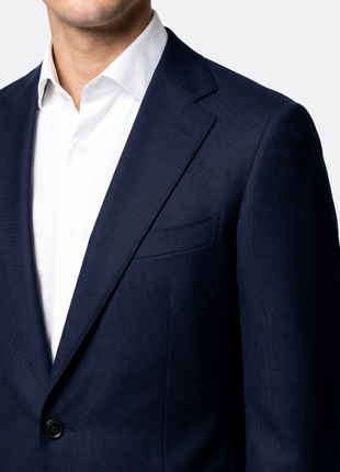 Centrion Mens Solid Navy Blue Slim Fit Notch Lapel Wool 2-Button Suit