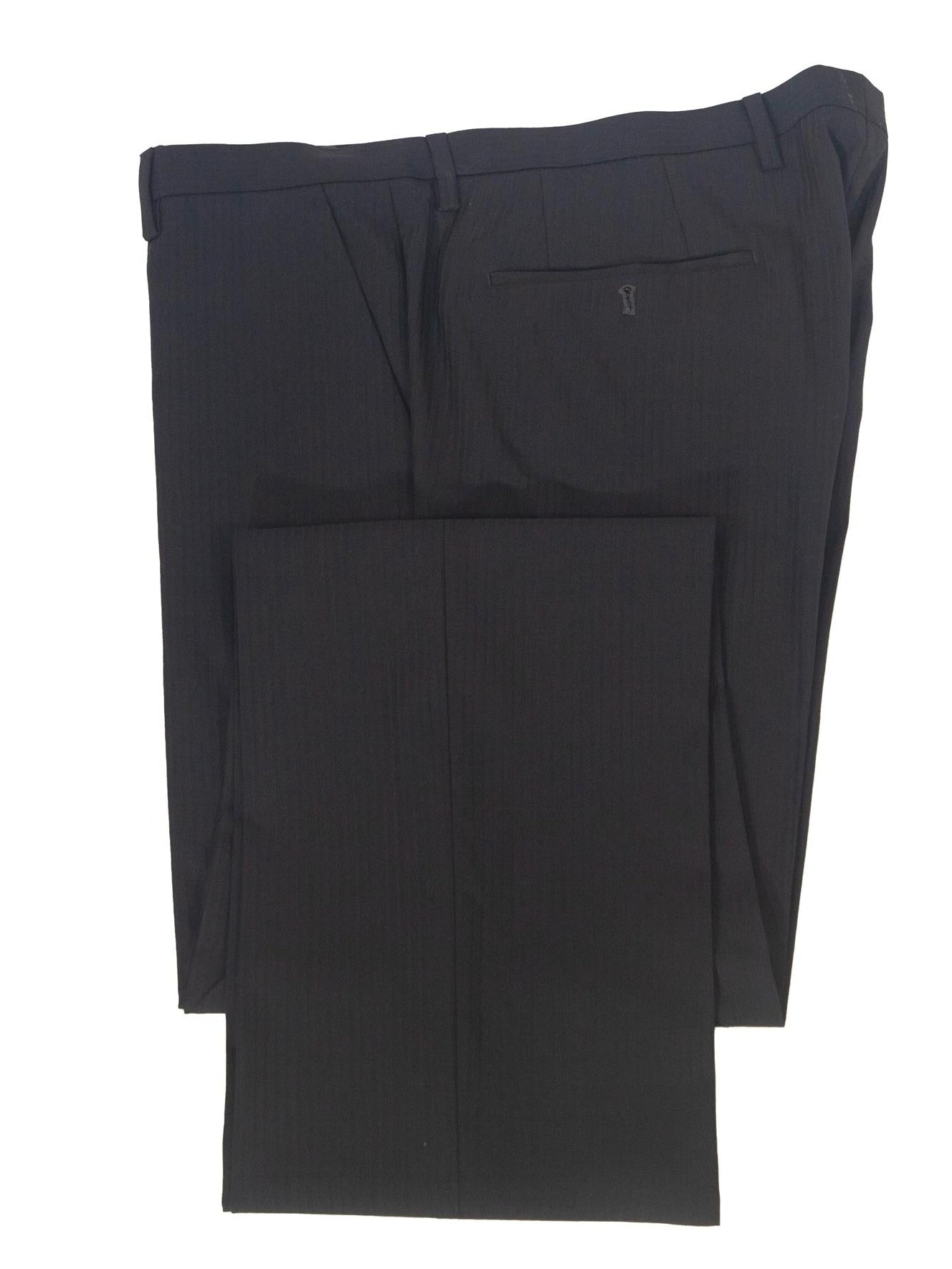 Hugo Boss Mens 42L Black Striped 100% Italian Super 110s Wool Slim