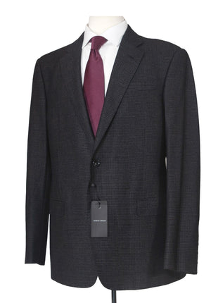 Giorgio Armani Mens Charcoal Gingham Wool Blend 2 Piece Suit