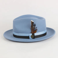 Thumbnail for Steven Land Mens Carolina BlueThe Madison Fedora Wool Hat