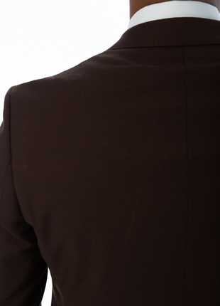 Mens Classic Fit Two Button 100% Wool Wrinkle Resistant Suit - Solid Brown