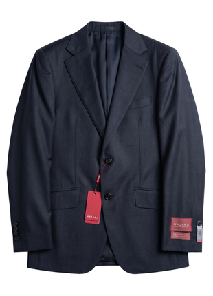 Sartoria Mazara Mens Black Tonal Stripe Slim Fit Wool 2-Button Suit