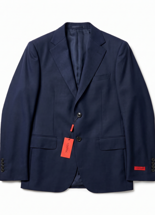 Centrion Mens Solid Navy Blue Slim Fit Notch Lapel Wool 2-Button Suit