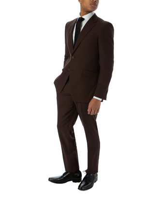 Sartoria Mazara Mens Slim Fit Solid Brown 100% Wool 2 Piece Suit