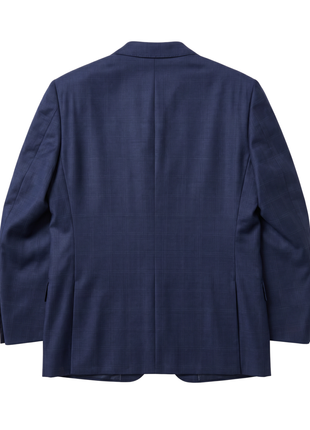 Sartoria Mazara Blue Plaid Windowpane Classic Fit Notch Lapel Wool blend  2 piece Suit