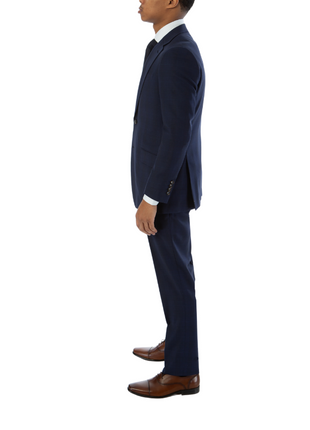 Sartoria Mazara Mens Classic Fit Blue Plaid 100% Wool 2 Piece Suit