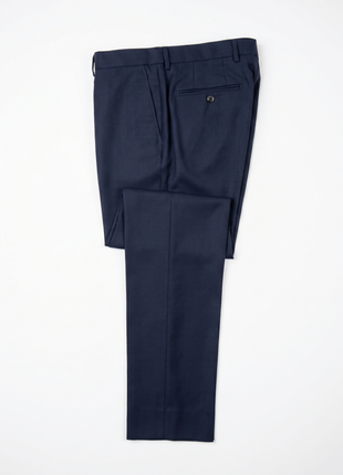 Centrion Mens Solid Navy Blue Slim Fit Notch Lapel Wool 2-Button Suit