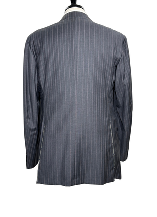 Sartoria Partenopea Mens Gray Pinstripe Notch Lapel Slim Fit 3-button Wool Suit - 44R