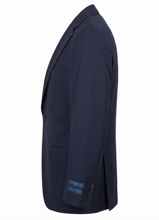 Tovaglia Solid Navy Portly Fit Notch Lapel Wool Cashmere 2-Button Suit
