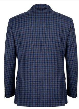 Mazara Mens Blue and Brown Checked Slim Fit Patch Pockets Sportcoat