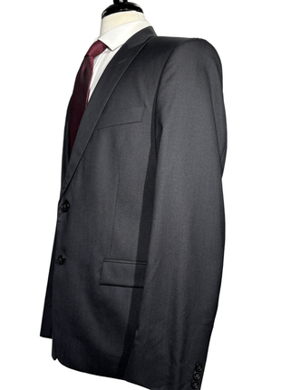 Versace Collection Mens Solid Black Peak Lapel Slim Fit 2-Button Wool Suit - 42R