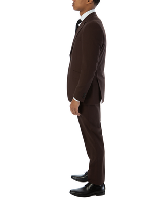 Sartoria Mazara Mens Slim Fit Solid Brown 100% Wool 2 Piece Suit