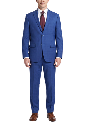 Caravelli  Blue Plaid  Notch Lapel Slim Fit 2 Piece Suit