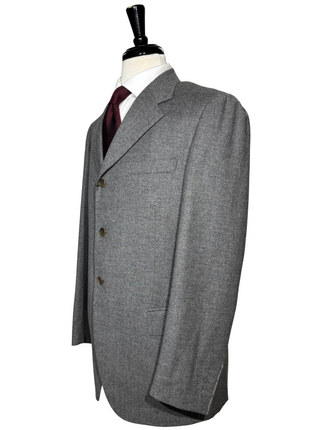 Sartoria Partenopea Mens Heather Gray Flannel Notch Lapel Classic Fit 3-button Wool Suit - 42R