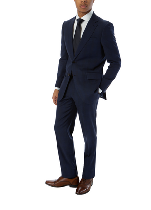 Sartoria Mazara Mens Slim Fit Blue Plaid 100% Wool 2 Piece Suit