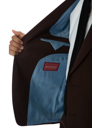 Sartoria Mazara Mens Slim Fit Solid Brown 100% Wool 2 Piece Suit