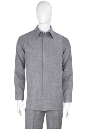 Apollo King Royal Diamond Mens Gray Textured 2 Piece Long Sleeve Walking Suit