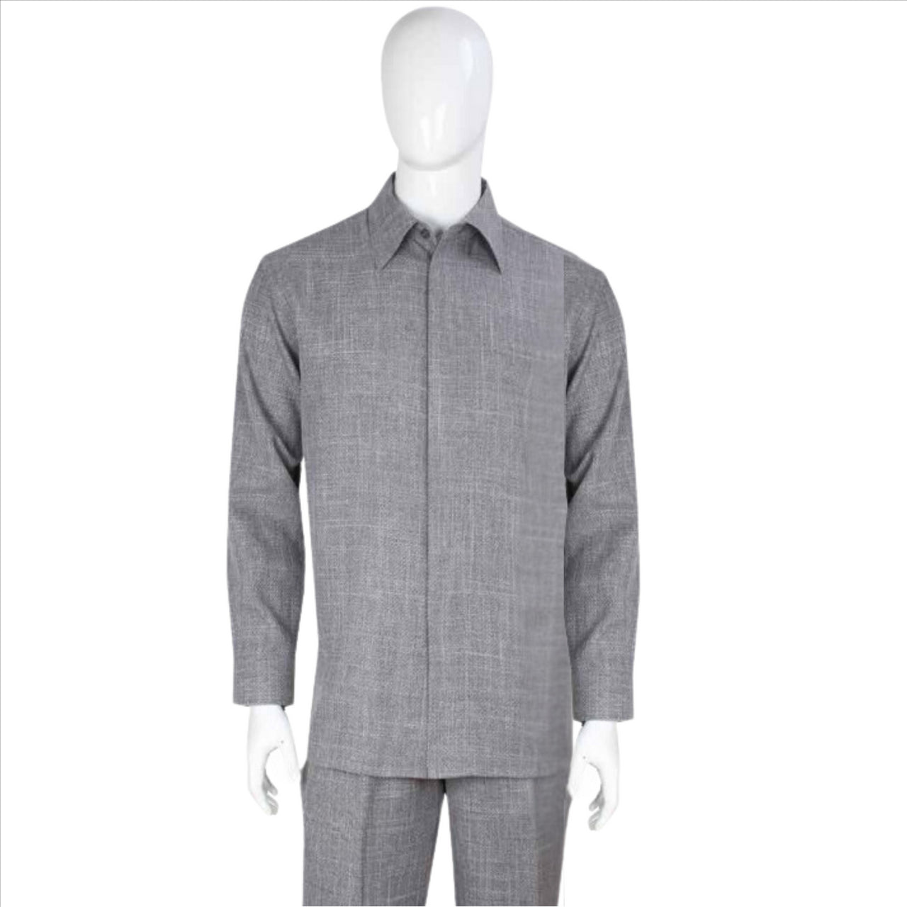 Apollo King Royal Diamond Mens Gray Textured 2 Piece Long Sleeve Walking Suit