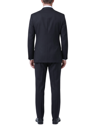 Sartoria Mazara Solid Black Slim Fit Notch Lapel Stretch Wool Suit